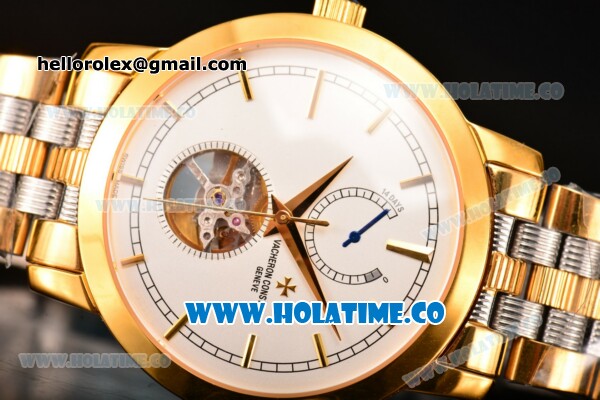 Vacheron Constantin Patrimony Tourbillon Yellow Gold/Steel Case with White Dial and Stick Markers - Click Image to Close